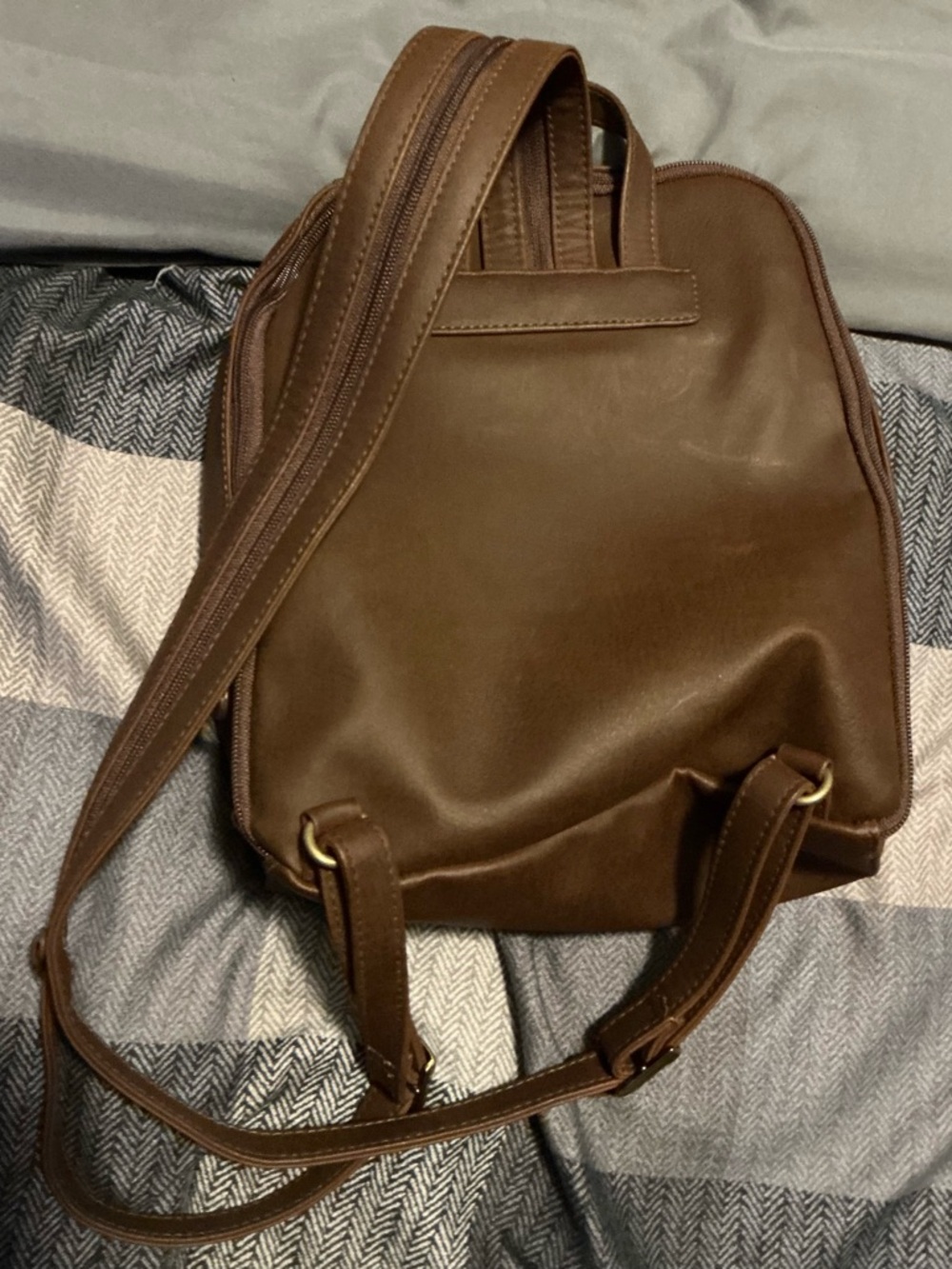 Rosetti Brown Faux-Leather Backpack for Men and Women - Picture 5 of 7